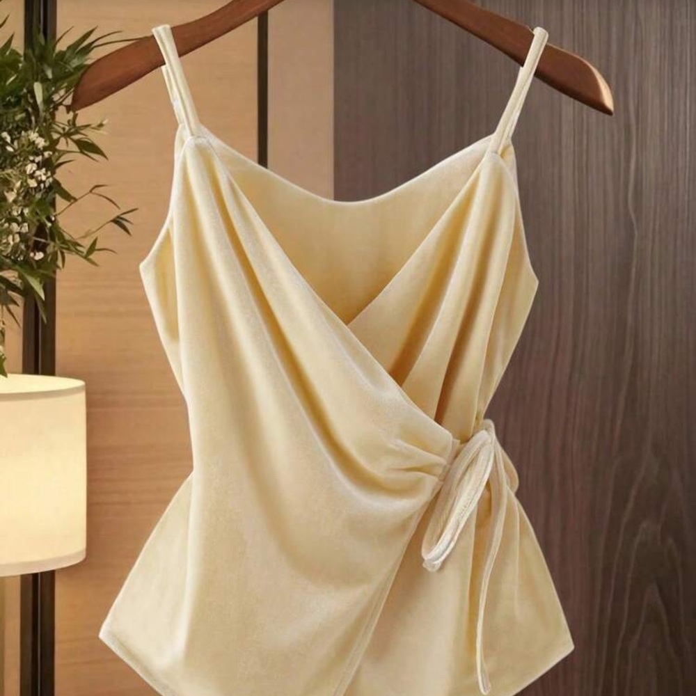 Elegant Apricot Women's Drape Top